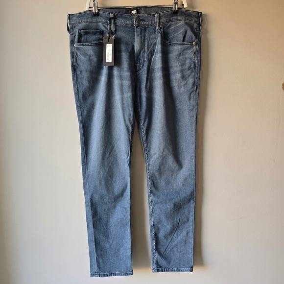 PAIGE Lennox Mens Jeans Medium Wash Straight Fit Transcended Denim Size 38